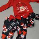 My First Christmas Baby Girl Outfits Elk Print Long Sleeves Romper Flared Pants Sets Baby Girl Christmas Outfits (0-3 Months)
