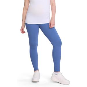Motherhood Maternity Women's Essential Stretch Full Length Secret Fit Over The Belly Pregnancy Legging (Large, Moonlight Blue)