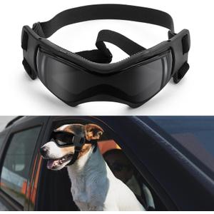 Goggles for Dogs, Ownpets Dog Glasses UV Protection Goggles Snow Protection Wind Protection Dust Protection with Adjustable Strap (Black, Medium)