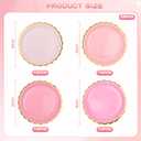AimFun 48 Pcs Pink Scalloped Party Plates Gold Foil Border Paper Plates Mothers Day Disposable 9inch Gradient Serving Plates for Birthday Wedding Bridal Baby Shower Party Supplies
