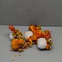 Songjum 6Pcs Artificial Velvet Pumpkins with Maple Pinecone and Berry Foam Fabric Orange Pumpkins Fall Decor Thanksgiving Pumpkin Centerpiece Decorations for Thanksgiving Harvest Party Home Tabletop