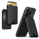 Aulumu G02 V2 Magnetic Wallet &Stand, Compatible with MagSafe, Adjustable Stand, Open ID Window, Magnetic Phone Wallet Stick on for iPhone 16/15/14/13/12 Series Black