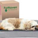 Furhaven Cooling Gel Dog Bed for Medium/Small Dogs w/ Removable Bolsters & Washable Cover, For Dogs Up to 35 lbs - Plush & Suede Sofa - Gray, Medium