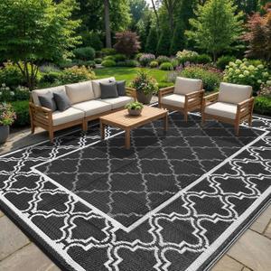 Garvee Reversible Outdoor Rug 10x14, Waterproof Outdoor Plastic Rug, Porch
With Interlacing Pattern, RV Mat for Picnics, Patio, Camping, Balcony, Deck, Backyard