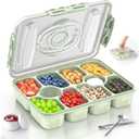 GZOKMOG Snackle Box Container - Dishwasher Safe Divided Serving Tray with Lid and Handle for Fruits, Charcuterie, Nuts and Candy, Snack Containers Perfect for Travel Party Picnic, 1 Pack Green