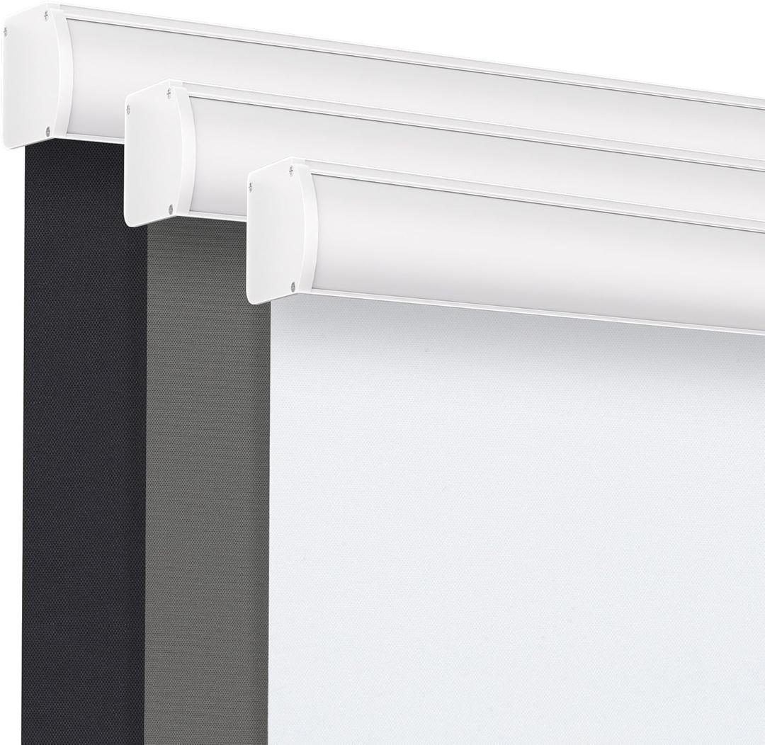 Grandekor Cordless Roller Shades for Windows, Blackout Blinds Room Darkening Pull Down Shades with Free-Stop System, Thermal Insulated UV Protection for Home Office, White 34"x72"