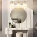 Aipsun Brushed Nickel Vanity Light Bathroom Lighting Fixtures 3 Light Crystal Modern Bathroom Vanity Light (Exclude Bulb), 23 inch
