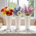 12 Inch Galvanized Flower Buckets, 6 Pcs Farmhouse Metal Flower Vases French Tin Planter Bucket for Party Wedding Centerpiece, Vintage Home Table Decor, French Country (White)