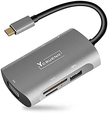 YCBUENO 7-in-1 USB C Docking Station - Triple Display, 1080P VGA, 2 USB 3.0, Type-C Data Port, 4K HDMI, PD 100W Charging, SD/TF Card Reader, Compatible with Dell/HP/Lenovo, etc, Set of 2 YCBUENO 7-in-1 USB C Docking Station - Triple Display, 1080P VGA, 2 USB 3.0, Type-C Data Port, 4K HDMI, PD 100W Charging, SD/TF Card Reader, Compatible with Dell/HP/Lenovo, etc, Set of 2