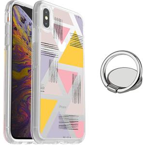 2 x OtterBox Symmetry Series Slim Case for iPhone Xs MAX + Phone Ring Holder Kickstand with Degree Rotation - Bundle - Love Triangle