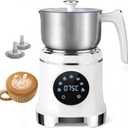 7-IN-1 Milk Frother, 20.3 OZ Milk Frother and Steamer with Temperature Control Stainless Steel Electric Milk Frother Dishwasher Safe Hot and Cold Foam for Latte Hot Chocolate Cocoa (White)