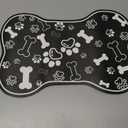 Dog Cat Food Mat,Rapid AbsorbentPet Feeding Mat, Bone Shaped Dog Placemat Water Bowl Mat with Rubber Backing,No Stains Dog Cat Food Mats Indoor, Pet Accessories Supplies 12""x18"" Black