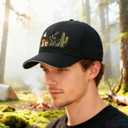 Embroidered Baseball Cap for Men Women, Breathable Cotton Adjustable Hat, Various Patterns for Casual Daily Outfits (Black)