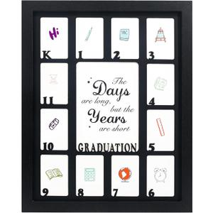 GMFrames School Years Picture Frames K-12 Graduation School Photo Frame for Kindergarten to 12th Grade Keepsake for Graduation Gifts Student Black (Black Frame 11x14 With Black Mat)