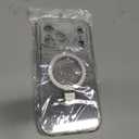 Magnetic Privacy Case for iPhone 17 Pro Max [DIY Glitter Cardstock] [Invisible Magnetic Kickstand] Built-in Anti Peep Screen Protector, Camera Protection Full Body Glitter Case for Women - Clear