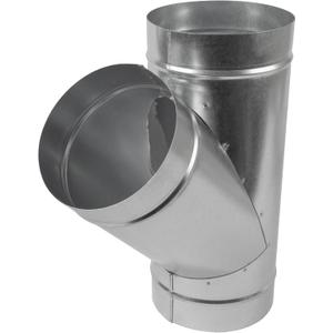 45 Degree 6 x 6 x 6 Inch Wye-Shape Duct Splitter - Metal 3 Way Fitting Adapter - Galvanized Steel - Spiral Duct Hose Dryer Connector - for Home or Industrial HVAC Ventilation - Branch 6 Inch