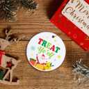 2 x Inspirational Christmas Hanging Ornaments 2025, for Coworkers Collegues Friends,Treat Yo'elf Ceramic Hanging Ornament Keepsake with Golden Ribbon for Xmas Tree Decor