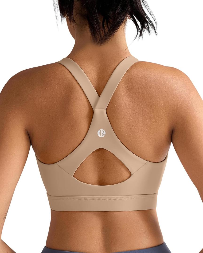 RUNNING GIRL High Support Sports Bras for Women, Molded Cup Running High Impact Sports Bra for Women Large Bust(3138_Nude_M)