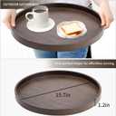 Wooden Large Round Serving Tray Home Decor,Black Walnut Wood Ottoman Tray for Living Room,Classic Wood Decorative Storage Coffee Trays,Storage and Display of Bread Food Fruit