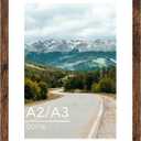 A2 Picture Frame with A3 Mat, Display 11.7x16.5 inch A3 with Mat or 16.5x23.4 inch A2 without, Wood 16.5 by 23.4 Photo Frame, 16.5 x 23.4 Frame for Wall Hanging, Deep Brown
