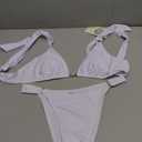 QJQ Women's 2 Piece Cheeky Bikini Sets Tie Back Ring Linked Brazilian Swimsuit Sexy Triangle Bathing Suit, S