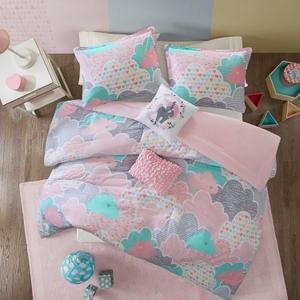 Intelligent Design Kids Comforter Vibrant Fun and Playful Unicorn Print Down Alternative All Season Children Bedding-Set, Girls Bedroom Dcor, Twin/Twin XL, Cloud Pink with 2 dec pillows