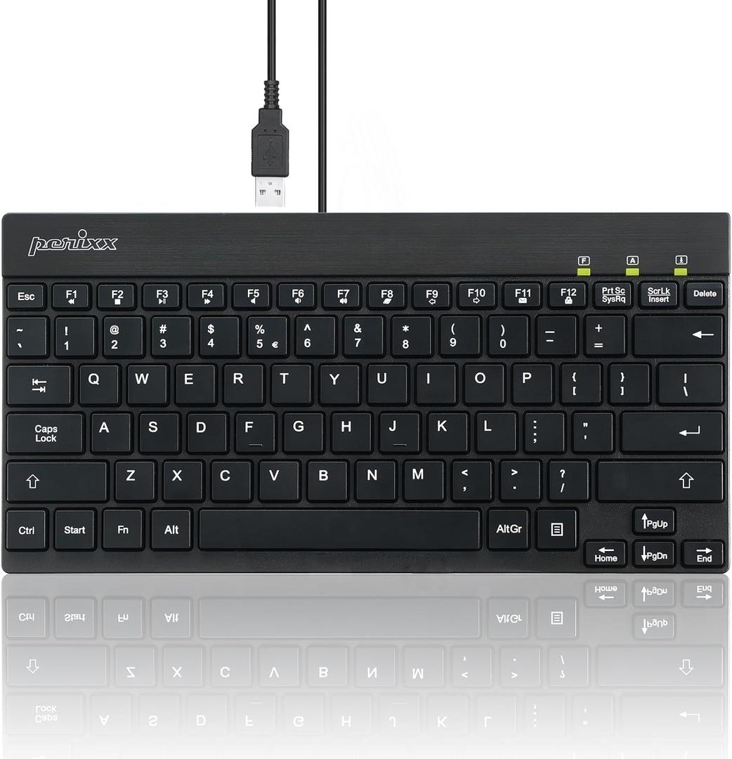 Perixx PERIBOARD-426 Wired Mini Low Profile Keyboard (Wired USB), US English Layout (11665)