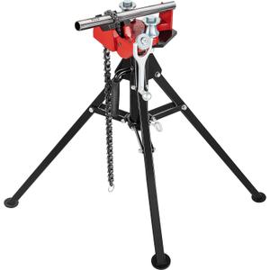 VEVOR Tripod Pipe Chain Vise, 1/8''-5'' Pipe Capacity, 36.4'' Length Chain Vise Stand with Portable Folding Steel Legs, for Grabbing, Supporting and Bending Pipes in Factory, Workshop and Home, Black