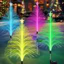 Solar Christmas Decorations, 4 Pack 38.5 Inch 7 Color Changing Jellyfish Lights with 5 Layer Optical Fiber Solar Flower Lights for Outdoor Xmas Yard Garden Pathway Decor