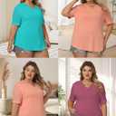 VISILILY Plus-Size-Womens-Summer-Tops 2025 Trendy Notch V Neck T Shirts Cute Lace Short Sleeve Tunics Casual Blouses XL-5XL (Black)