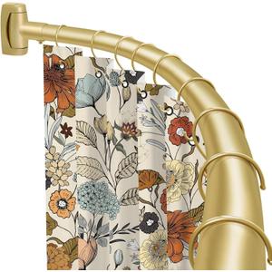 YNL Curved Shower Curtain Rod 35-82In(2.9-6.8Ft), Gold Round Rustproof Shower Rod for Bathroom Bathtub, Adjustable Arched Shower Curtain Rod, Never Rust|Extra Space|Non-Slip|Expandable|Need to Drill