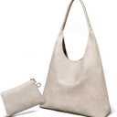 Hobo Bags for Women Retro Vegan Leather Slouchy Tote Shoulder Purses Handbag with A Small Purse