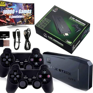 BAKAMA Wireless Retro Game Console Built in 10,000+ Games and 9 Emulators Retro Game Stick 4K HDMI Plug and Play Video Games for TV Dual 2.4G Wireless Controllers (128G), Black 