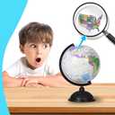 KISEER 8 Inch World Globe with Stand Rotating Earth Spinning Globe for Kids Geography Classroom Education or Decorations (White)