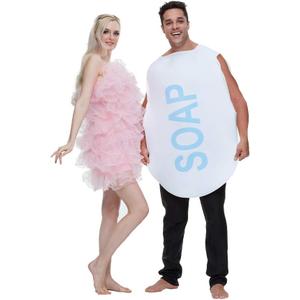 EraSpooky Couples Soap and Loofah Costume Adult Funny Halloween Party Couple Costumes Set, One size