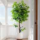 Erimda 6ft Artificial Ficus Tree for Home Decor, Faux Silk Plants Faux Plant Fake Silk Trees with Pot for Indoor House Living Room Office Garden