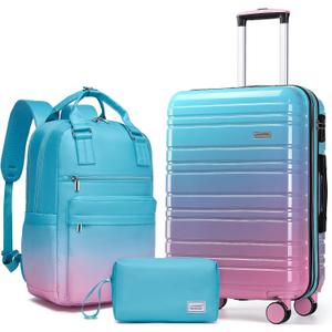 LARVENDER Carry on Luggage Sets 3 Piece, 20 Inch Suitcases, Cotton Candy