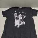 Y2K Cat Jumping Stars Silly 90s 2000s Grunge Vintage Graphic T-Shirt (Black, S)