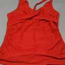 Fanuerg Tankini Top Only Twist Front Bathing Suit Tops for Women Tummy Control Tank Tops V Neck Swimsuit Top No Bottom (Small, Red)