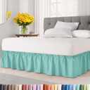 Wrap Around Dust Ruffle Bed Skirt - Spa Blue - for King Size Beds with 18 Inch Drop - Easy Fit Elastic Strap - Adjustable Pleated Bedskirt w/Brushed Fabric Wrinkle Free - for Women, Men, Kids & Teens