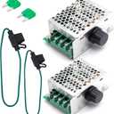 RioRand 7-70V PWM DC Motor Speed Controller 30A - Low Heat Aluminum Housing for Brushed DC Motors, DIY Projects & Small Electric Devices (Extra Fuse Included) 2PCS
