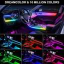 Interior Car LED Strip Lights, Acrylic LED Lights RGB Dreamcolor 6 in 1 with 175 inches 593 LEDs Fiber Optic Ambient Lighting Kits,APP and Remote Control 16 Million Colors Car Neon Lights