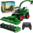 Uarzt Remote Control Combine Harvester Tractor Toy, 1/24 Scale RC Harvester Toys for Kids with 2 Grian Heads/2 Rechargeable Batteries/Light, Farm Toys for 4 5 6 7 8 9 Year Old Boys Birthday Gift