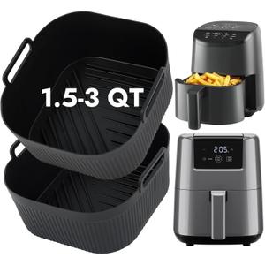 BYKITCHEN Small Silicone Air Fryer Liners for 1.5 to 3 QT Airfryer, 5.5in Mini Reusable Airfryer Silicone Liner, Compatible with CHEFMAN 2 Quart, Cosori 2.1QT, Dash 2.6Qt, Instant Vortex 2QT Air Fryer