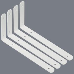 Alise Floating Shelf Brackets 4Pcs,White Bracket for Shelves Heavy Duty L Wall Bracket Corner Brace,Stainless Steel Joint Angle Brackets for Wooden Board Hanging Support,11.8x6.1x1.18 Inch (Upgraded)