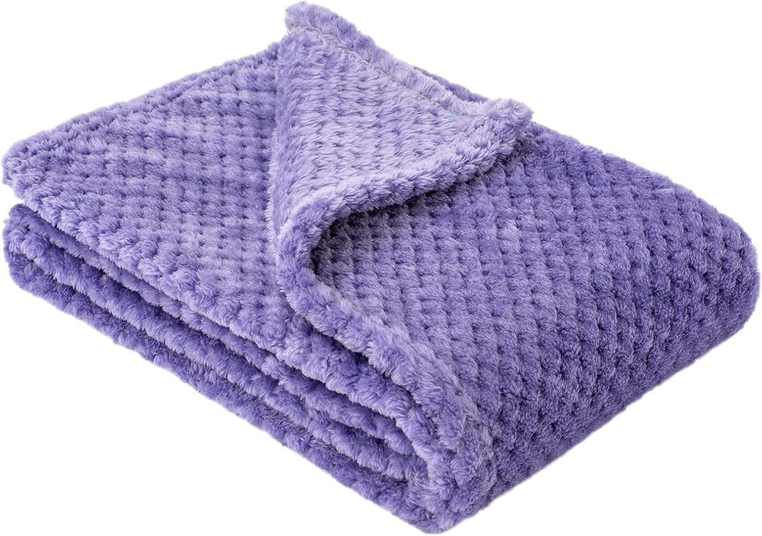Fuzzy Blanket or Fluffy Blanket for Baby, Soft Warm Cozy Coral Fleece Toddler, Infant or Newborn Receiving Blanket for Crib, Stroller, Travel, Decorative (28Wx40L, XS-Iris)