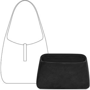 FANJI Project Handbag Organizer Insert for YSL Le 5 A 7 Supple Large in Grained Leather, Custom Fit Inside Premium Matte Black Lightweight WaterResistant Purse Insert with Cup Holder Accessories