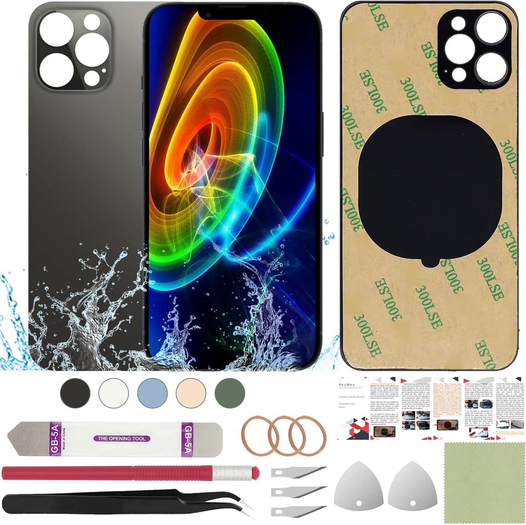 Back Glass Cover Replacement Compatible with iPhone 13 Pro Max 6.7" + Professional Tools (Graphite)