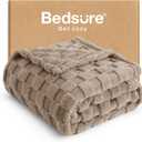 Bedsure GentleSoft Light Brown Throw Blanket for Couch - Checkered Fleece Blankets Gifts for Kids Girls, Cute Soft Cozy Throw for Bedroom Home Decor Gifts, 50x60 Inches