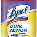 Lysol Dual Action Disinfecting Wipes, Citrus, 75 Count (Pack of 4)